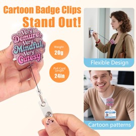 Snylcce Funny and Cute Badge Reel with Clip Closure for Nurses,Doctors,Teachers,Students,Office Workers etc,Cartoon Pattern Badge，Workplace Essentials, Induction Gifts,Graduation Gifts-Pink