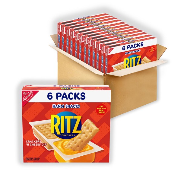 Handi-Snacks RITZ Crackers 'N Cheesy Dip Snack Packs, 12 Boxes of 6 Snack Packs (72 Total Packs)