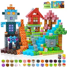 EchoPlan 150PCS Magnetic Blocks, Magnetic Building Blocks, STEM Constructions Magnet Blocks for Boys Girls Age 3 4 5 6 7 8 9 10, Sensory Stacking Toy Christmas Birthday Gifts for Kids, 1" Large Size