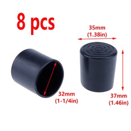 Risbay Silicon Chair Leg Floor Protectors, 20Pcs Black Furniture Pads,Fit Diameter 32mm(1-1/4") Round Anti-Slip Chair Leg Caps