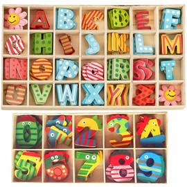 Pack of 152 Wooden Letters and Numbers, Wooden Uppercase Letters, Colourful Wooden Letters Numbers, Children's Wooden Alphabet Letters, for Crafts, DIY, Wedding, Display Decor, Wall Art Decor, Toddler