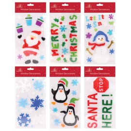 Tallon International Assorted Christmas Window Gel Stickers - Pack of 6
