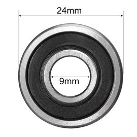 sourcing map 609-2RS Ball Bearings Double Sealed 9 mm x 24 mm x 7 mm Carbon Steel Z1 Pack of 2