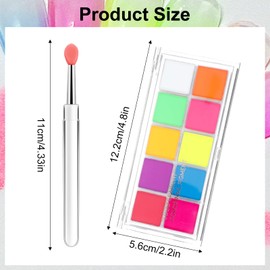 Neon Nail Pigment Powder Set 10 Colors Solid Pigment Powder for Nails Ombre Fluorescent Glitter for Summer Neon Nail Art Manicure Beginners, Includes 5 Sponge Sticks 3 Brushes