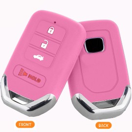 RemoteOverstock Remote Key Fob Skin Cover Case Shell Remote Protector for Honda fits 2013-2021 Accord CR-V Civic Fit HR-V Odyssey Pilot Ridgeline KR5V2X 2014-2020 - 4 Buttons – (Pink)