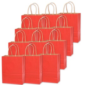 Gcardist Medium 16 Pieces Kraft Bags with Handles 27 x 21 x 11 cm Gift Bags Red Senior Colour Bags Multiple Use (Medium Size, 7.6 x 4.75 x 10.5 inches)