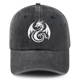 Dragon Embroidered Hat for Men Women Dad Hat Baseball Cap Adjustable Unisex Black