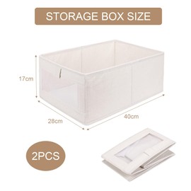 XIKAYA Wardrobe Storage Boxes - Foldable Fabric Storage Cube with Transparent Window - for Laundry, Toys, Clothes, Books (2pcs/set)