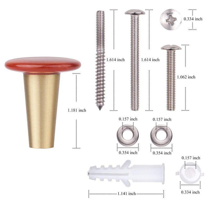 mookaitedecor Set of 4 Carnelian Round Crystal Cabinet Knobs with