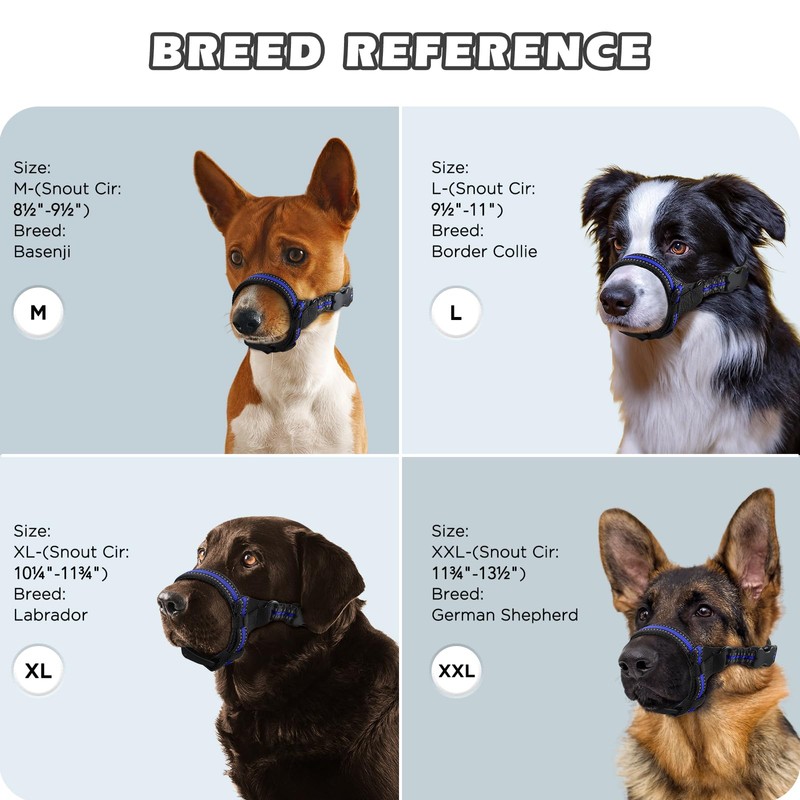 BONTHEE Dog Muzzle,Anti-Bite Adjustable Breathable Soft Muzzle for Small Medium