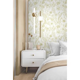 Guvana Peel and Stick Wallpaper White and Gold Wallpaper Floral Contact Paper Modern Self Adhesive Wall Paper for Bedroom Livingroom Covering 78.7"x17.32"