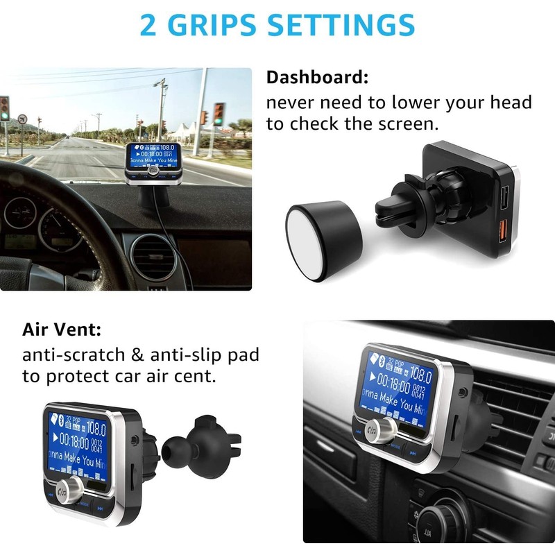 In-Car Bluetooth FM Transmitter for Easy Hands Free Calling |