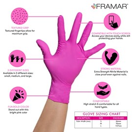 FRAMAR Gantes de Nitrilo, Guantes Para Cocinar Alimentos, Guantes de Latex, Guantes Nitrilo, Guantes de Nitrilo Medianos, Guantes de Latex Rosas, Guantes Quirurgicos