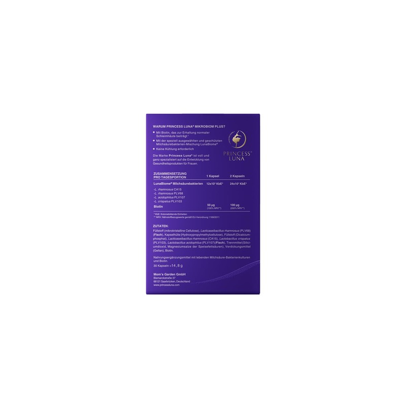 Princess Luna Microbiom Plus, for Women, 12 Billion Live Lactic