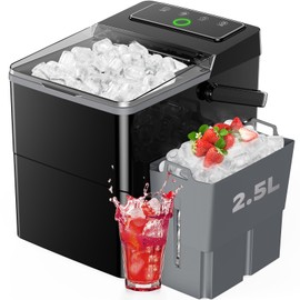 HOMEZAY Countertop Ice Maker, Compact Ice Maker with Larger 2.5L Expanding Ice Basket & 1.8L Water Tank, Smart Touch Control, 9 ICES in 6 Mins, 26 lbs per Day, Self-Cleaning, for Home/Party/Office/RV
