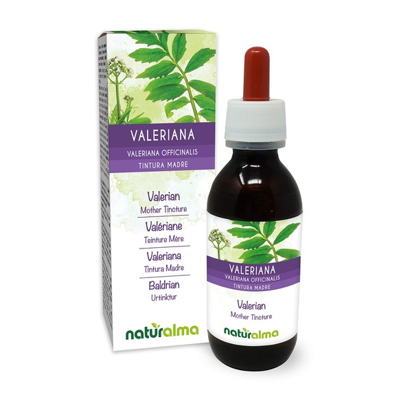 Valerian (Valeriana Officinalis) Roots Tincture Mother Non-Coolant Naturalma | Liquid Extract Drops 120 ml | Food Supplement | Vegan