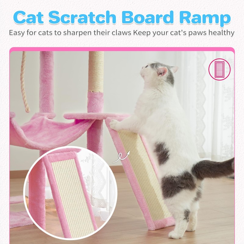ABCPET Cat Tree Tower 63in Multi-Level Cat Tower for Indoor