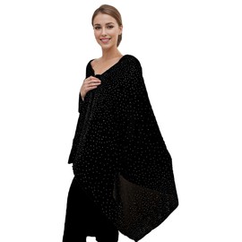 ANKOMINA Women's Shiny Rhinestone Chiffon Scarf Sparkly Pashmina Long Shawl Wraps for Party Cocktail Evening Weddings