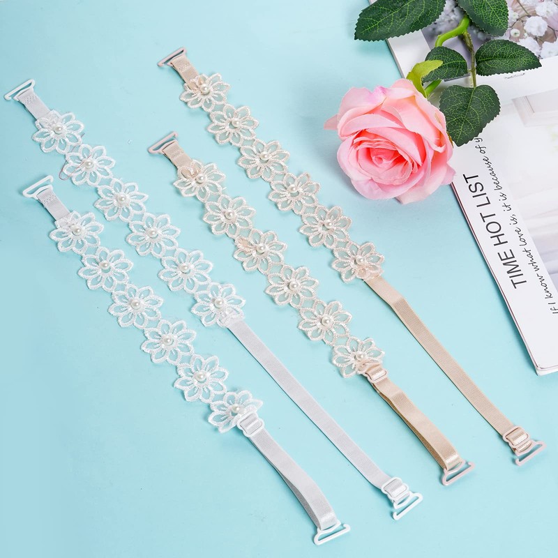 obmwang 3 Pairs Women's Bra Straps Lace Flower Elastic Adjustable