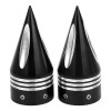 Unbranded Black Cut Spike Front Axle Nut Covers For Harley