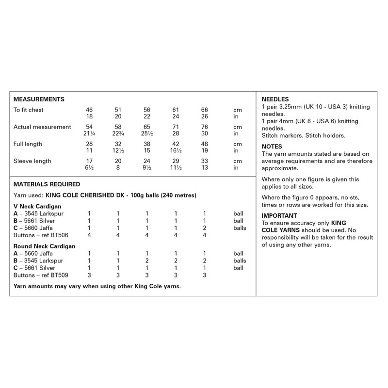 King Cole Children's Easy Knitting Pattern, Double Knit Cardigans (6177),