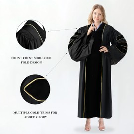 Happy Secret Unisex Deluxe Doctoral Graduation Gown Package with Gold Piping Doctoral Regalia
