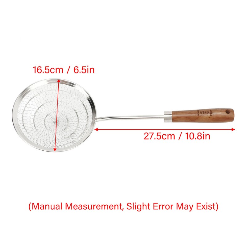 Strainer Spoon Long Wooden Handle 304 Stainless Steel Anti Scald