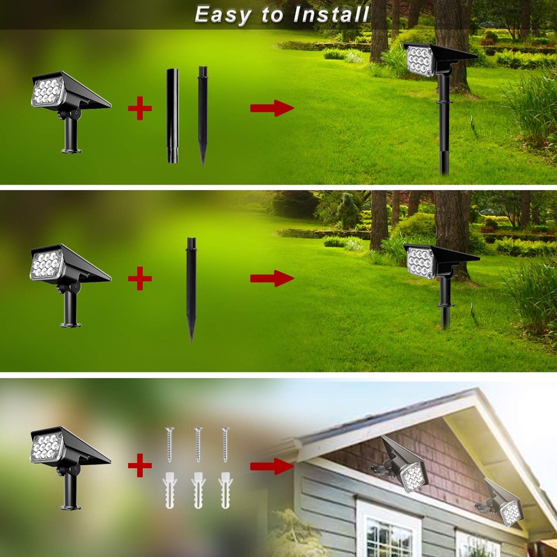 CREPOW Solar Spot Lights Outdoor, Blue Solar Spotlights Landscape Lighting