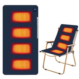 WDKXCN 45 x 90 cm Heated Seat Cushion Outdoor, Portable Seat Cushion, Heated with 4 Heating Zones, Stadium Seat Cushion, Heated, 3 Levels, USB Heating Cushion, Heated for Trips, Camping, Office Chair