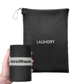 Travel Laundry Bag, Washable Dirty Clothes Travel Bag Waterproof Wet Dry Bags Reusable Camp Clothes Organizer for Sports Home Travel College Dorm Laundromat (1 Pcs X-Large) Black