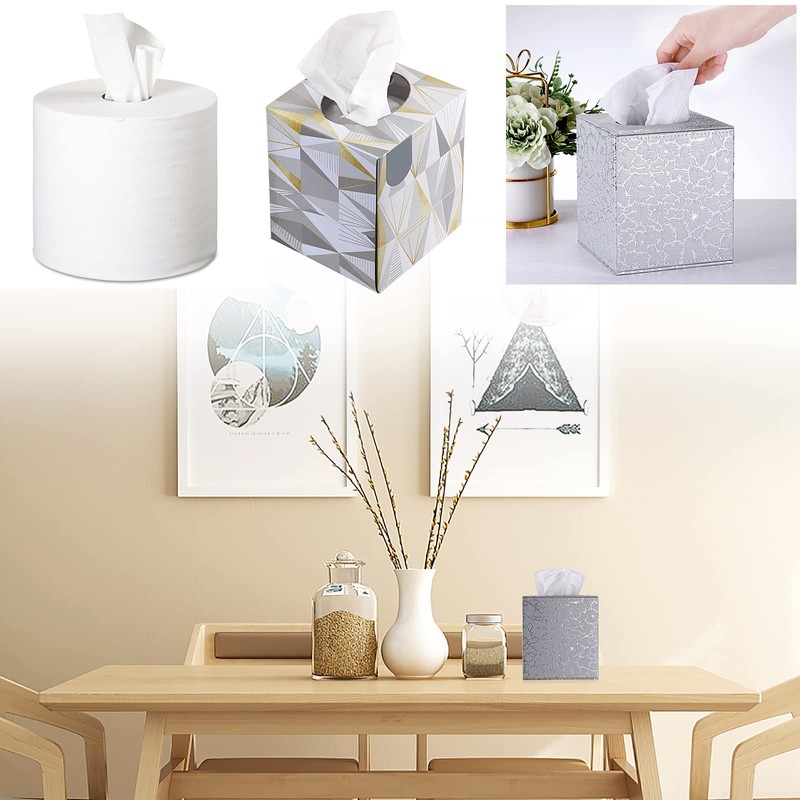 BTSKY Square PU Leather Tissue Box Cover - Stylish Cube