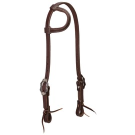 Weaver Leather Working Tack Sliding Ear Headstall with Buffed Brown Iron Hardware