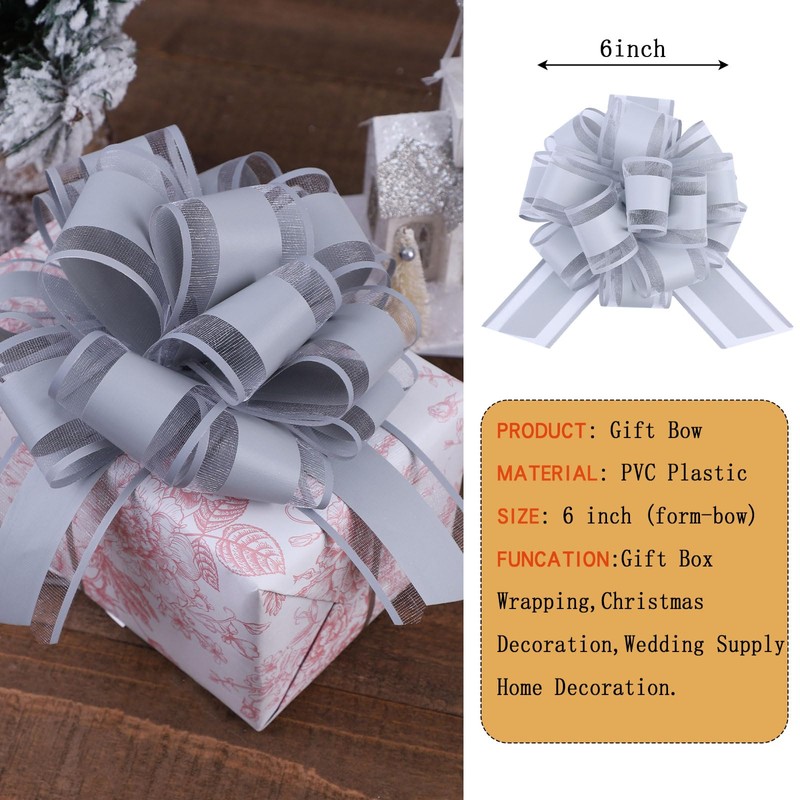 FORBINBO 6Pcs 6inch Pull Bow Gift Wrapping,Pull Bow For Gift
