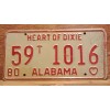 Vintage 1980 ALABAMA License Plate Antique Car Tag