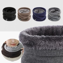 Knitted Velvet Neck Warmer Unisex Winter Thermal Mask Balaclava Navy 2ea