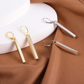 GoFunway14K Gold Bar Dangle Drop Earrings for Women's French Style Leverback Shaped Style 925 Sterling Silver Earrings, Hypoallergenic Jewelry (Gold)