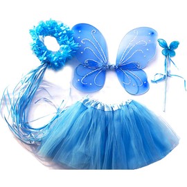 Tante Tina Girls’ Butterfly Fairy Costume, 4-Piece Set Includes Fairy Wings / Butterfly Wings, One Size