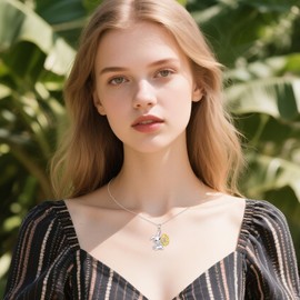 AINFQY Bunny Necklace 925 Sterling Silver Sunflower Necklace for Women 18K Gold Plated Sunflower Jewelry
