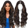 Synthetic Lace Front Wigs Pre Plucked Highlight Brown Mix Black