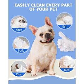 Mumoo Bear 6PCS/1PACK Cleaning Wipes Gloves for Dog and Cat,Pet Bathing Wipes Cleaning & Deodorizing,Dog Wipes for Body Paws Butt Daily Care,Cat Grooming Wipes Cleaning Fur Traveling Rinse Free