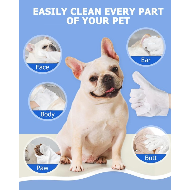 Mumoo Bear 6PCS/1PACK Cleaning Wipes Gloves for Dog and Cat,Pet