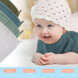 Buryeah 20 Pcs Large 20 x 10 Inch Burp Cloths Multi Colors Washcloths Baby Burping Cloth Diapers 6 Absorbent Layers Face Towels(Dark Colors)