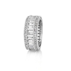 Verona Jewelers Womens White Gold Plated Lustrous Eternity Band- Beautifully Crafted Eternity Ring with Emerald Cut Cubic Zirconia Stones (6)