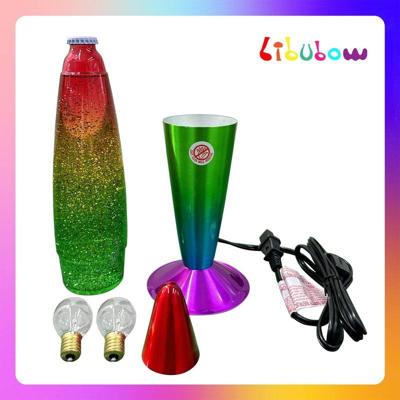16 Inch Rainbow Glitter Lamp, 2 Bulbs,Sparkle Night Light, Relaxing