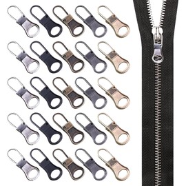 Pack of 25 Zip Zippers, Colourful Zipper for Zip, Zip Repair Replacement Set, Removable Zip Pendant Metal, Removable Metal Zip Replacement Zipper
