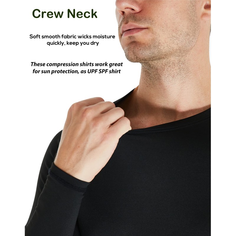 4 Pack Men's Compression Shirts Long Sleeve UPF SPF Rash