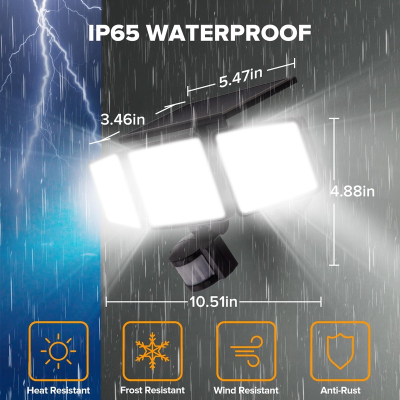 UME Solar Outdoor Lights 302 LED 3000LM, IP65 Waterproof Motion