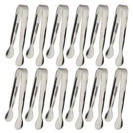12PCS Ice Tongs Mini Sugar Tongs 4.25Inch Stainless Steel Small Serving Tong, Small Kitchen Tong for Appetizers,Tea Party, Coffee Bar, Desserts (Silver-12pcs)