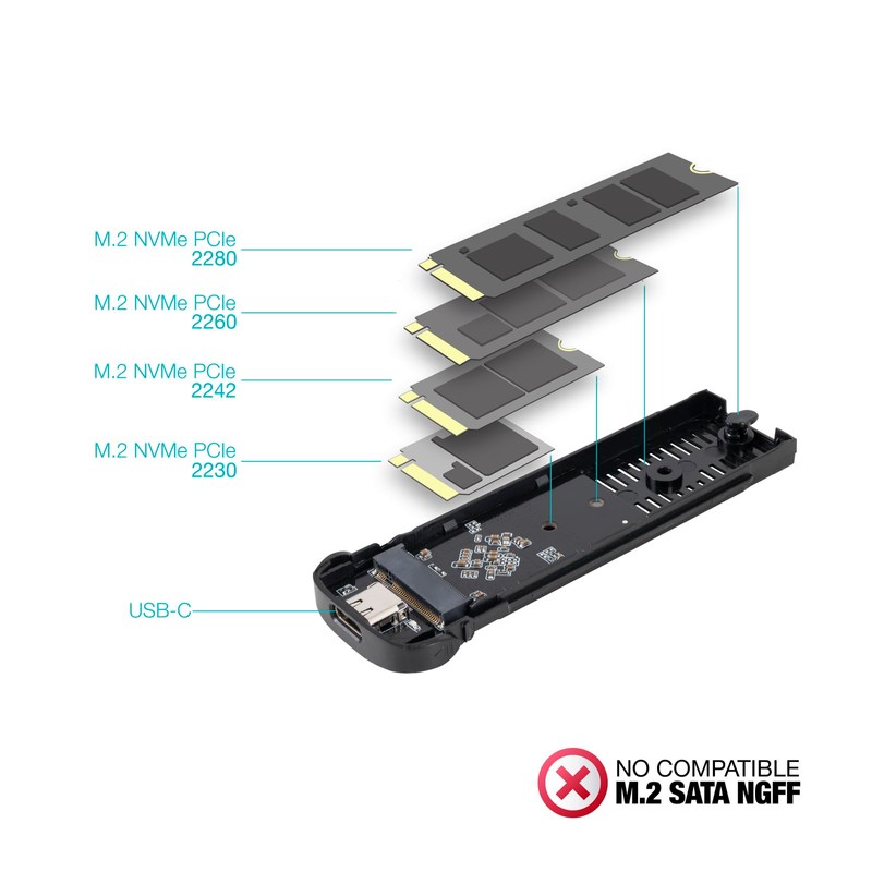 TOOQ TQE-2201B - External Enclosure for M.2 NVMe SSD -