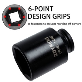 ZOYAKKI 6-Point 1/2-Inch Drive Deep Impact Socket- 1-5/8" (SAE), CR-MO, 1/2-inch Drive 6 Point Axle Nut Socket for Easy Removal of Axle Shaft Nuts (1-5/8")…